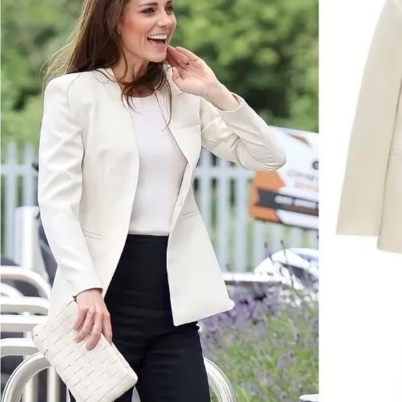 Zara Jackets & Blazers - ZARA WOMAN LONG BLAZER WITH INVERTED LAPEL COLLAR ECRU 8135/701 2180/701 NWT